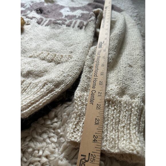 Vintage cowichan cardigan sweater wool Reindeer Tan/Cream/Brown natural undyed - Picture 8 of 9